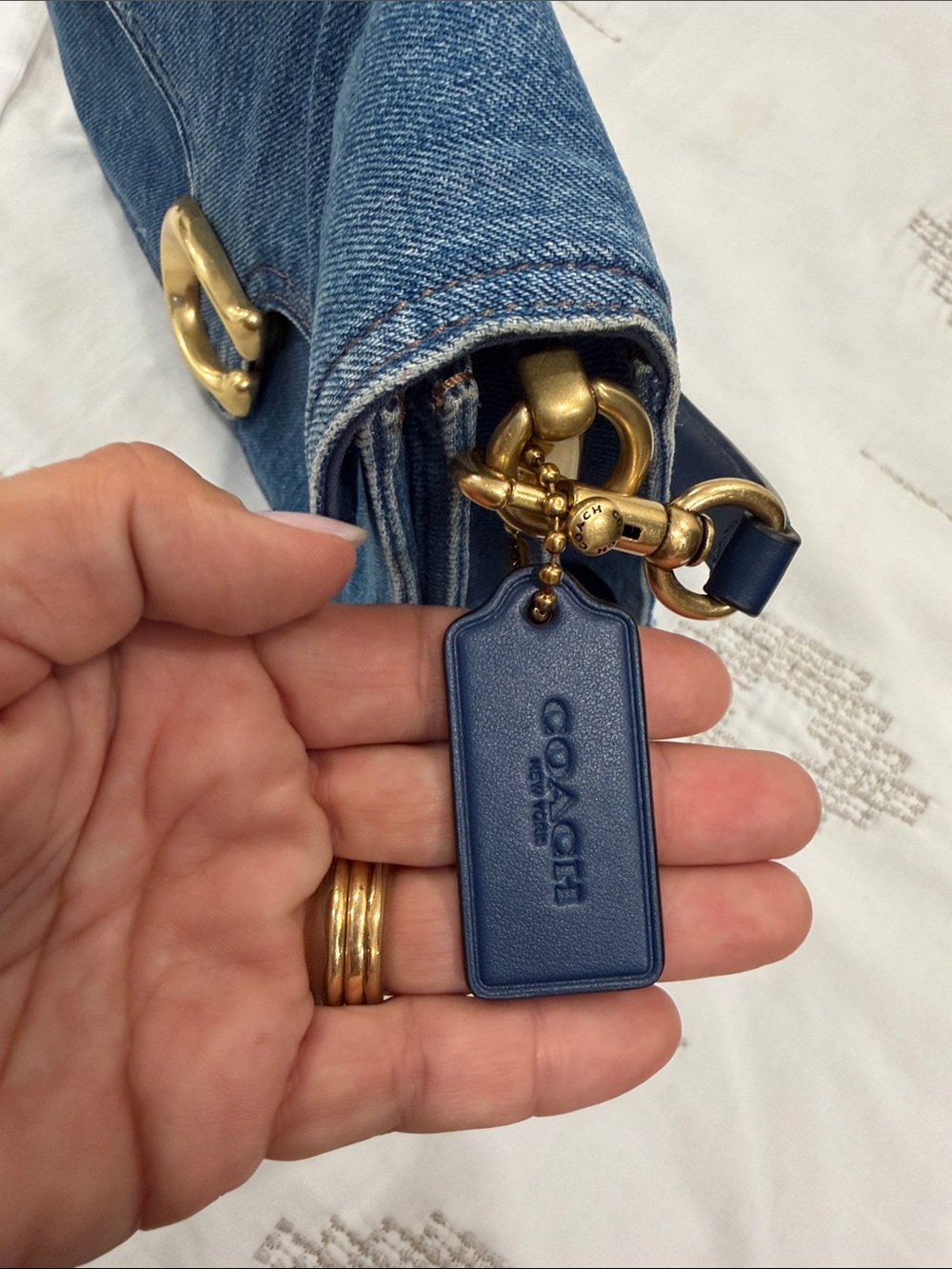 Coach Chain Tabby Small Denim Shoulder Bag - Picture 2 of 9
